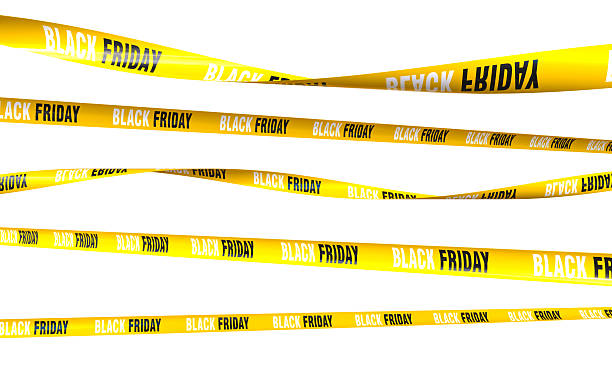 istock Black friday yellow warning tapes announcing sale event 2241365674