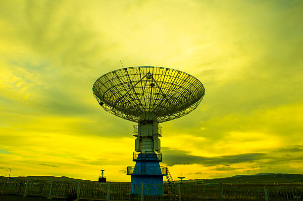 Radio telescopes and the Milky Way at night