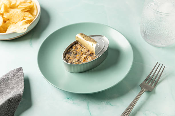 istock Canned cockles served on turquoise dish 2241371797