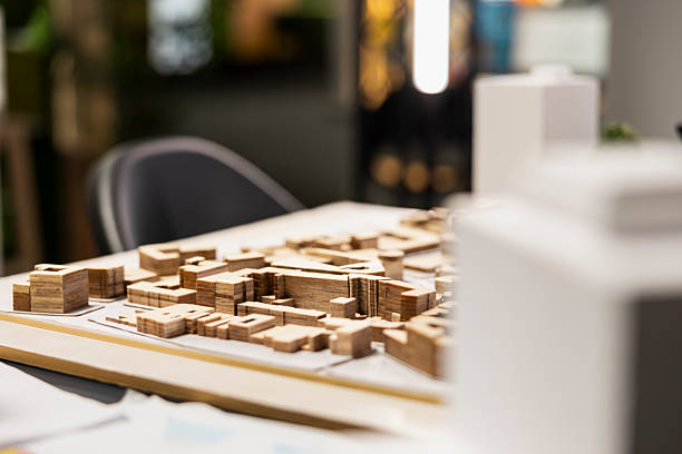 istock Empty real estate meeting office set up for a residential project 2241378082