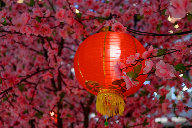 A shopping mall comes alive with vibrant red lanterns, creating a warm and joyful festive atmosphere for Lunar New Year celebrations.