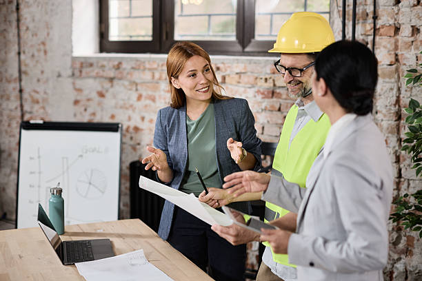 istock Project planning and agreement in a construction team 2241387711