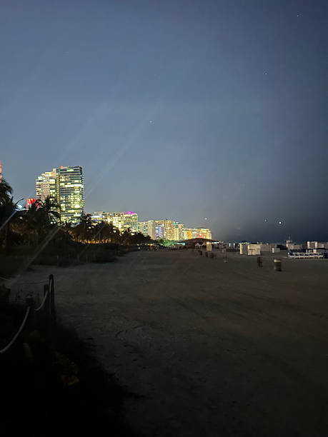 istock Miami Beach Night Skyline from the Darkened Sand 2241394405
