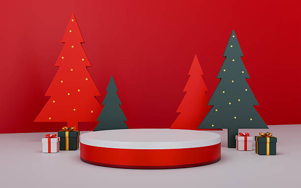istock Christmas themed podium with free copy space for product 2241394850