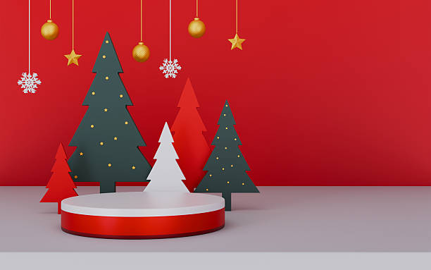 istock Christmas themed podium with free copy space for product 2241394860