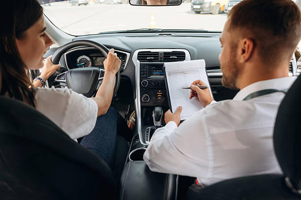 istock Woman is with instructor in car, driving school concept 2241397576