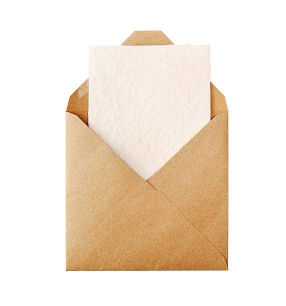 istock Brown kraft envelope mockup presenting blank textured paper card for personalized message, transparent background 2241397700