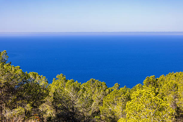 View at a blue mediterranean sea with the horizon