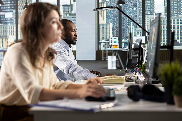 istock Corporate conference with investors group discussing performance reports 2241398806