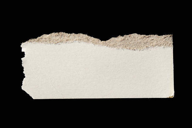 istock Ripped torn white paper piece on black background, paper tear edge stripes 2241403096