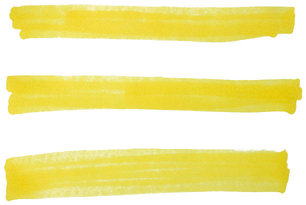 istock Hand drawn yellow marker brush strokes set, abstract ink highlight banners collection for underline, text background, emphasis, design elements 2241403790