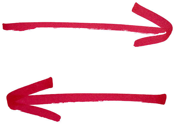 Hand drawn red arrow sketch with marker brush stroke, abstract ink pointer symbol for direction, business design, doodle icon, simple isolated sign element on transparent background