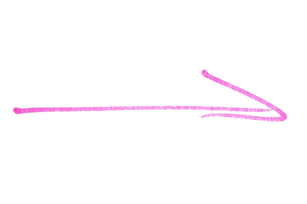 Hand drawn pink arrow sketch with marker brush stroke, abstract ink pointer symbol for direction, business design, doodle icon, simple isolated sign element