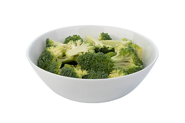 istock Sliced broccoli in white bowl 2241416383
