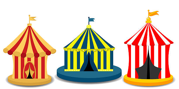 istock A set of vintage circus tents with flags. Elements for websites, postcards, and posters.Vector illustration 2241425254