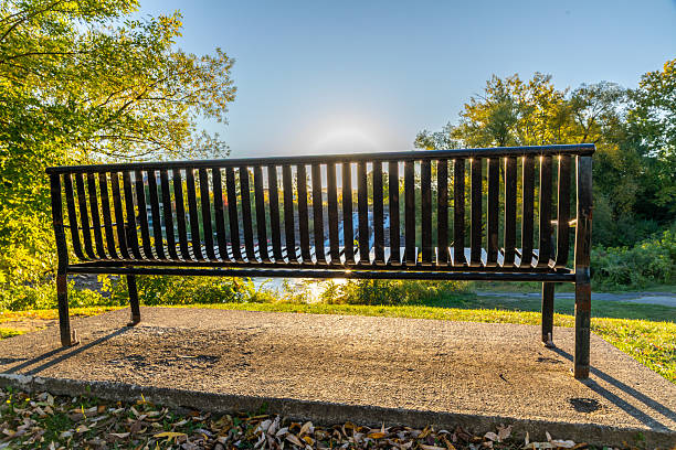 This park bench overlooks a city park in Ticonderoga, NY.
