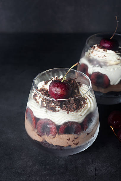 istock Black Forest Dessert Parfait on dark grey background. 2241431401