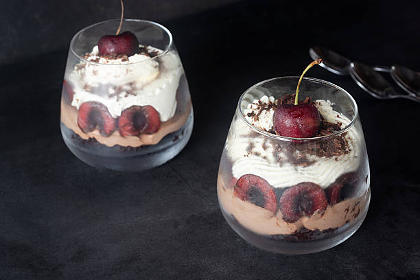 istock Black Forest Dessert Parfait on dark grey background. 2241431407