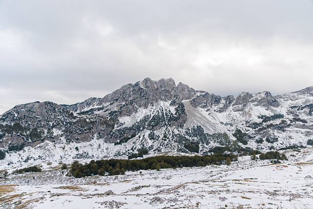 istock Snow-covered mountains in Montenegro with moody sky 2241431475