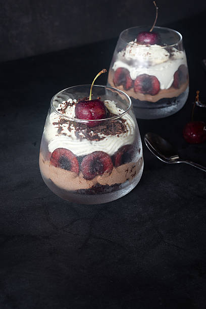 istock Black Forest Dessert Parfait on dark grey background. 2241431528