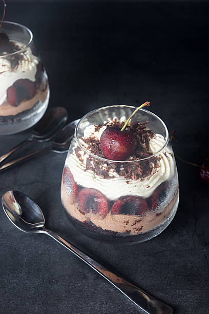 istock Black Forest Dessert Parfait on dark grey background. 2241431593