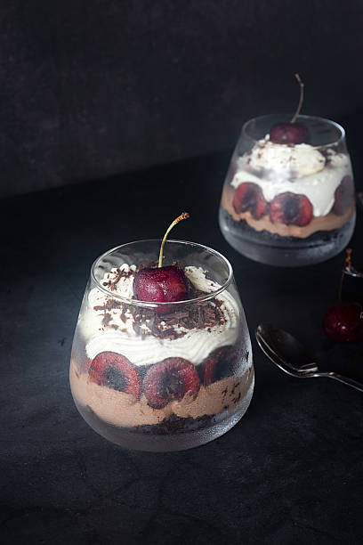 istock Black Forest Dessert Parfait on dark grey background. 2241431759