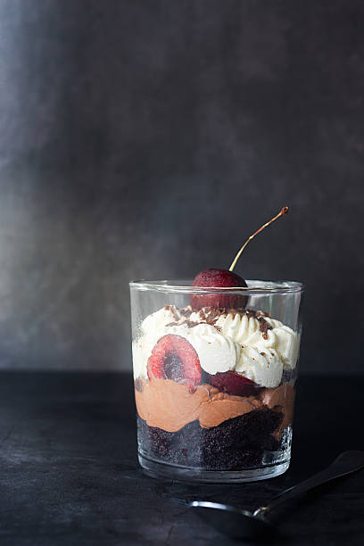 istock Black Forest Dessert Parfait on dark grey background. 2241432597
