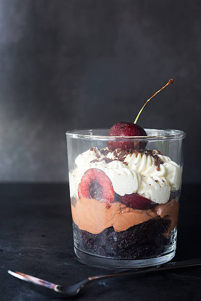 istock Black Forest Dessert Parfait on dark grey background. 2241432601