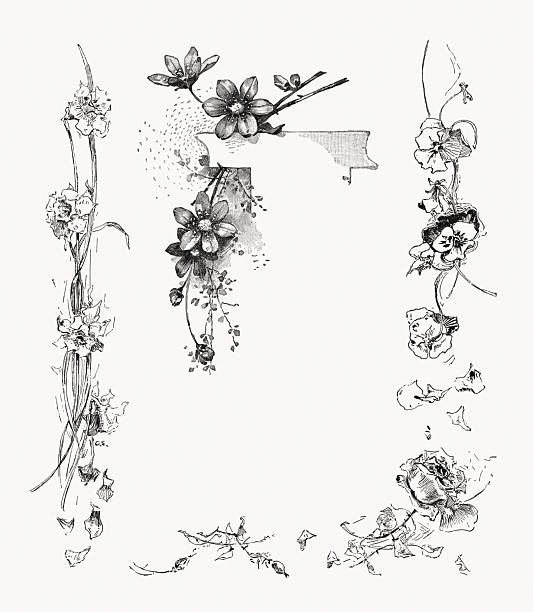 istock Decorative spring motifs: flower tendrils, wood engraving, published in 1897 2241434177