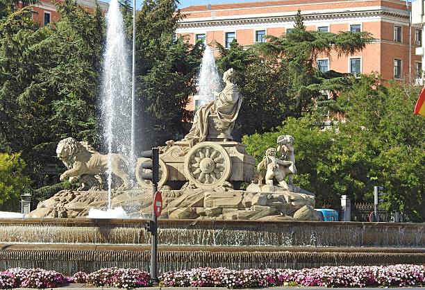 Madrid, Spain, 5th October 2025. The Fountain of Cybele or Cibiles Fountain is an18th century neoclassical fountain depicting the goddess Cybele on a chariot pulled by 2 lions located in Plaza Cibeles, sculpted by Francisco Gutiérrez and Roberto Michel 1777.