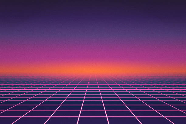 Background of pink neon grid