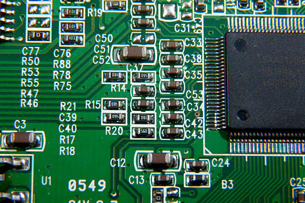 istock green electronic printed circuit board with assembled radio components 2241449905