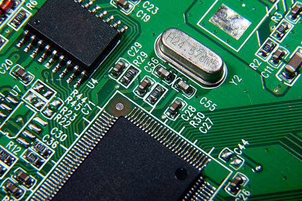istock green electronic printed circuit board with assembled radio components 2241449973