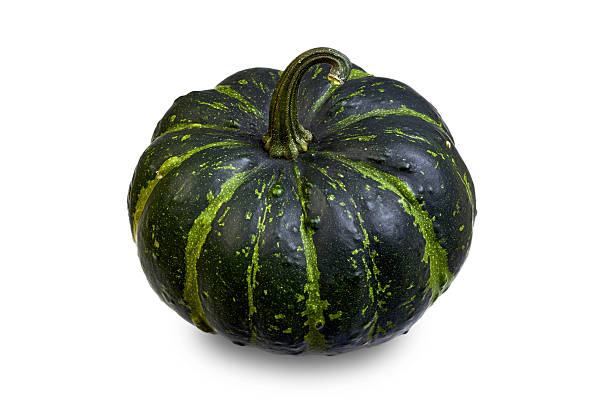 istock green striped pumpkin isolated on white background 2241457048