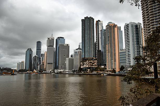 istock Gloomy Metropolis Skyline at Waterfront 2241459226