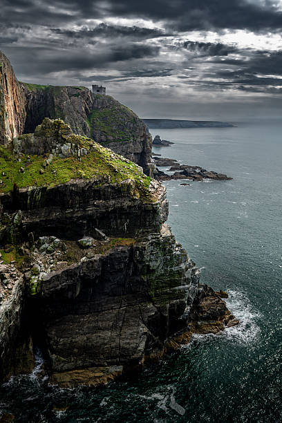 Coastal Landscape With High Cliffs To The Atlantic At South Stack Island In North Wales, United Kingdom