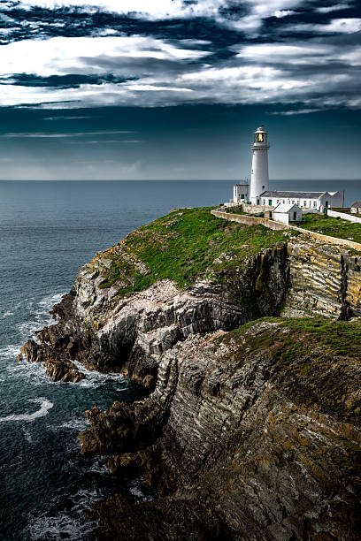 South Stack Island At The Atlantic Coast With South Stack Lighthouse And View To The Irish Sea In North Wales, United Kingdom
