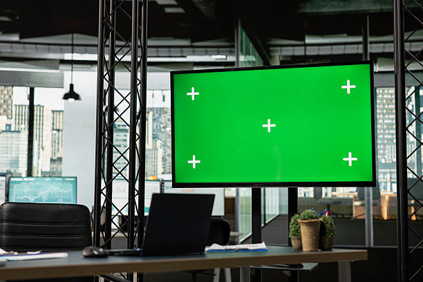 istock Contemporary business office equipped with a chroma key laptop screen 2241466695