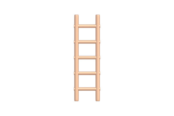 istock Ladder isolated on white background. Household tool. Fire extinguishing equipment. Front view. 3d render 2241474029