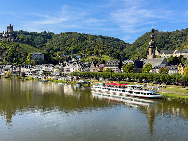 View across the Moselle River towards the town of Cochem in Germany