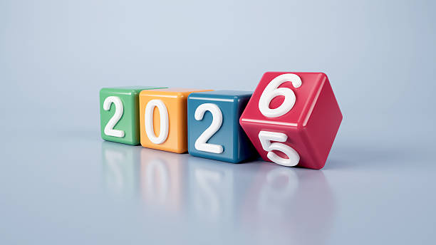 Colorful Cubes Changing From 2025 To 2026 Over Grey Background