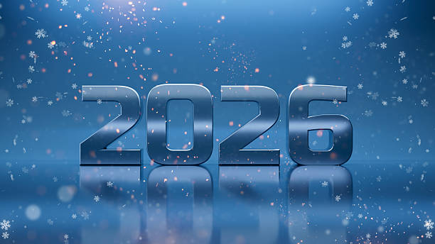 istock 2026 Happy New Year Background. 3D Render high quality numbers 2026 with spark and particles. New Year holiday symbol template on blue background. 2241479808