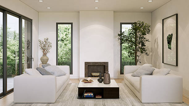 istock Large luxury modern bright interiors Living room mockup illustration 3D rendering image 2241481799