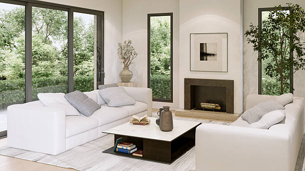 istock Large luxury modern bright interiors Living room mockup illustration 3D rendering image 2241481866