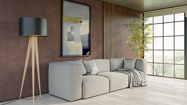 istock Large luxury modern bright interiors Living room mockup illustration 3D rendering image 2241482127
