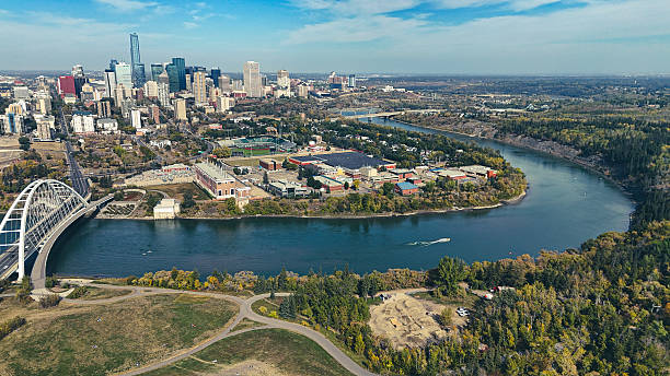 istock Aerial panorama of Edmonton and river bridges 2241501310
