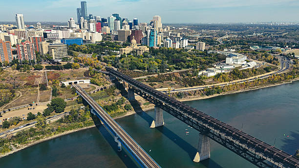 istock Edmonton river valley and High Level Bridge from above 2241501318