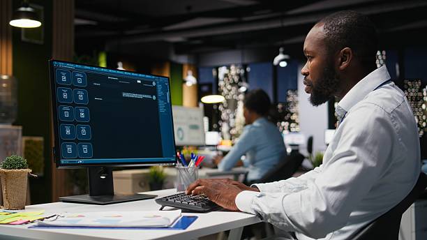 istock African american male checking web AI chatbot responses for some tasks 2241504836