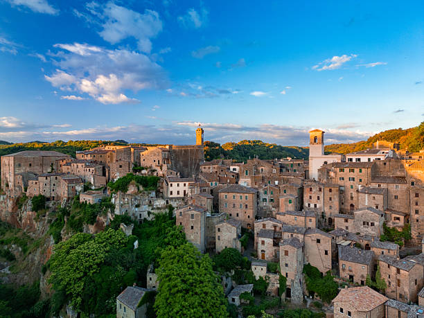Aerial view of Sorano, Italian Medieval town in Tuscany