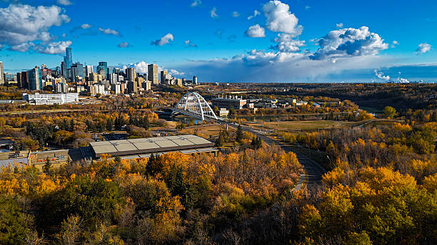 istock Drone view of Edmonton skyline with river and bridges 2241512529